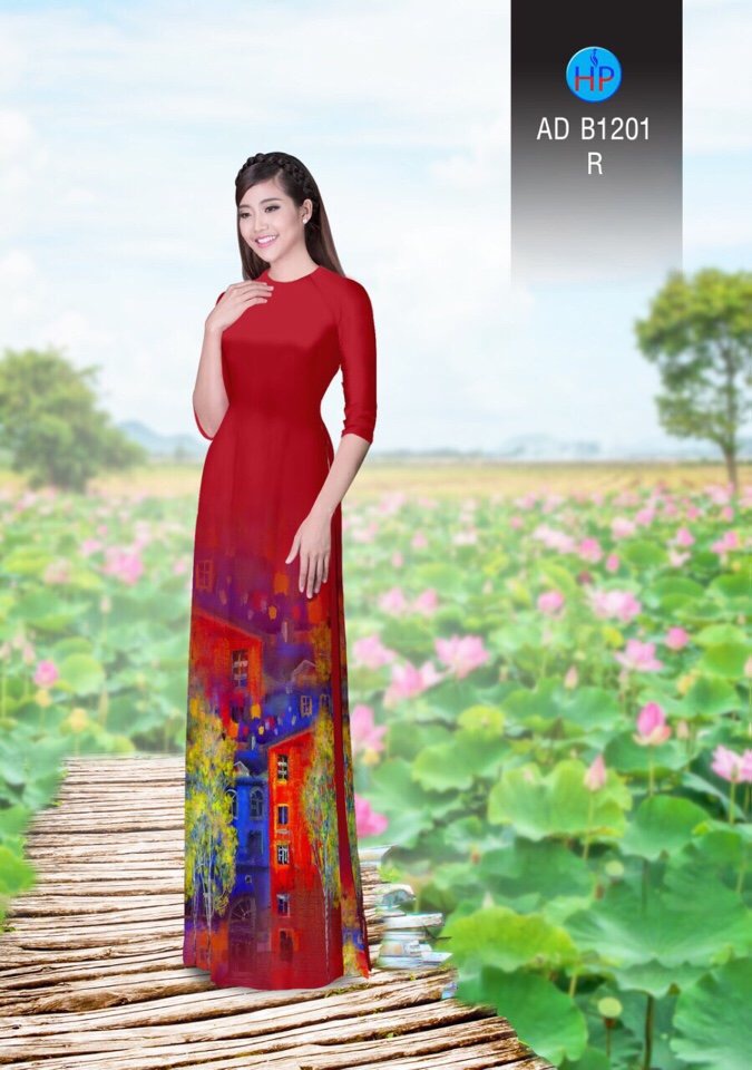 Vải áo dài phong cảnh AD B1201 - Ảnh 2