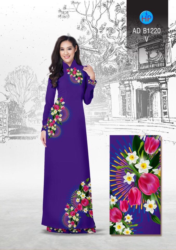 Vải áo dài hoa tulip AD B1220 - Ảnh 18
