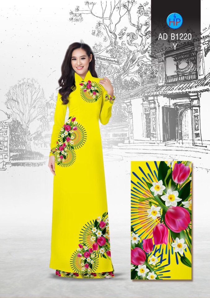 Vải áo dài hoa tulip AD B1220 - Ảnh 17