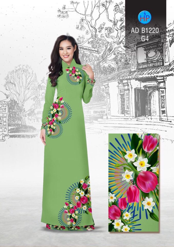 Vải áo dài hoa tulip AD B1220 - Ảnh 9