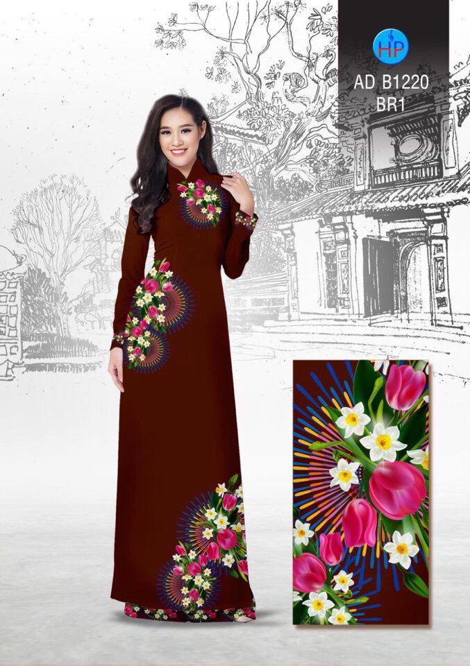 Vải áo dài hoa tulip AD B1220 - Ảnh 8