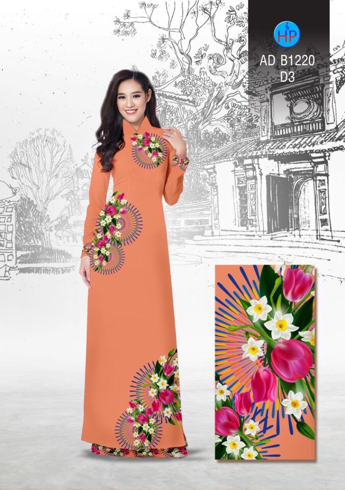 Vải áo dài hoa tulip AD B1220 - Ảnh 6