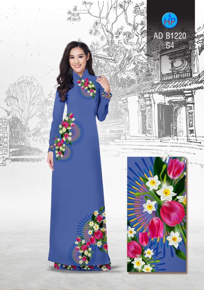 Vải áo dài hoa tulip AD B1220 - Ảnh 5