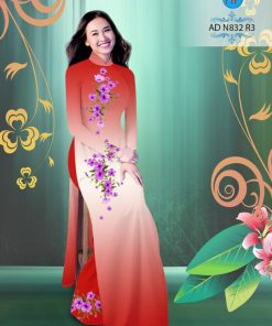 Alternative view of Vải áo dài hoa 3d AD N832