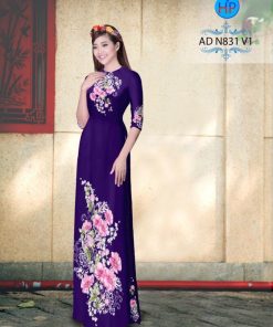 Alternative view of Vải áo dài hoa 3d AD N831