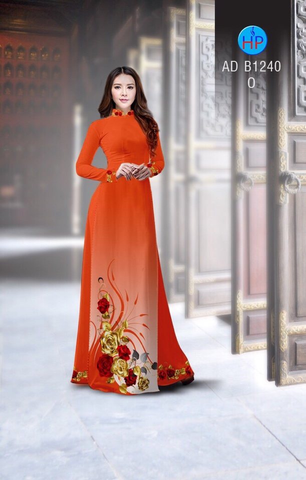Vải áo dài hoa hồng AD B1240