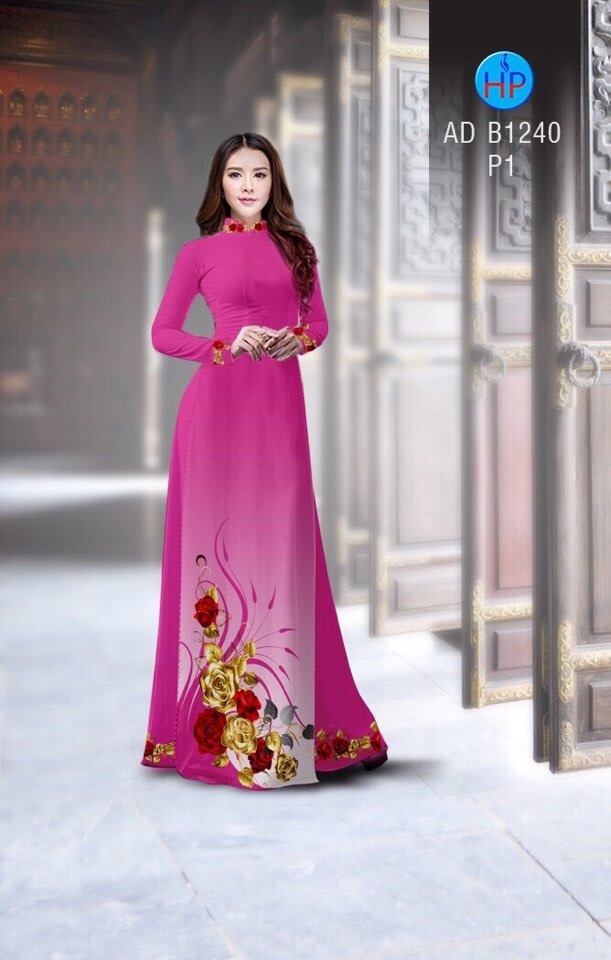 Vải áo dài hoa hồng AD B1240 - Ảnh 5