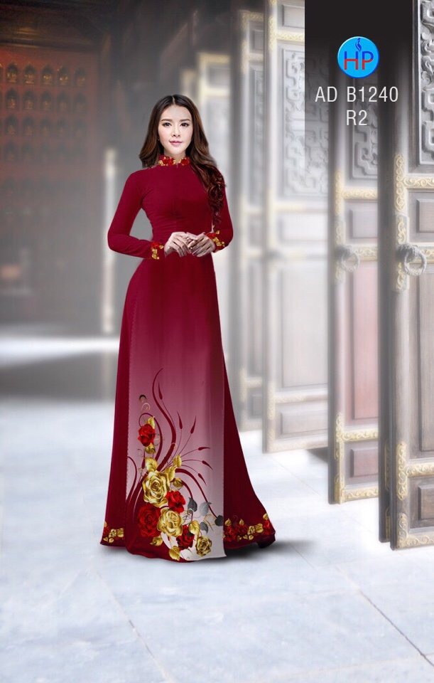 Vải áo dài hoa hồng AD B1240 - Ảnh 2