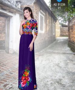 Vải áo dài hoa trên dưới AD B1239