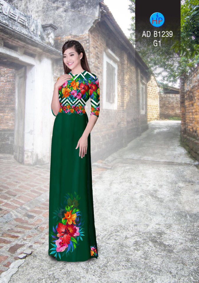 Vải áo dài hoa trên dưới AD B1239 - Ảnh 5