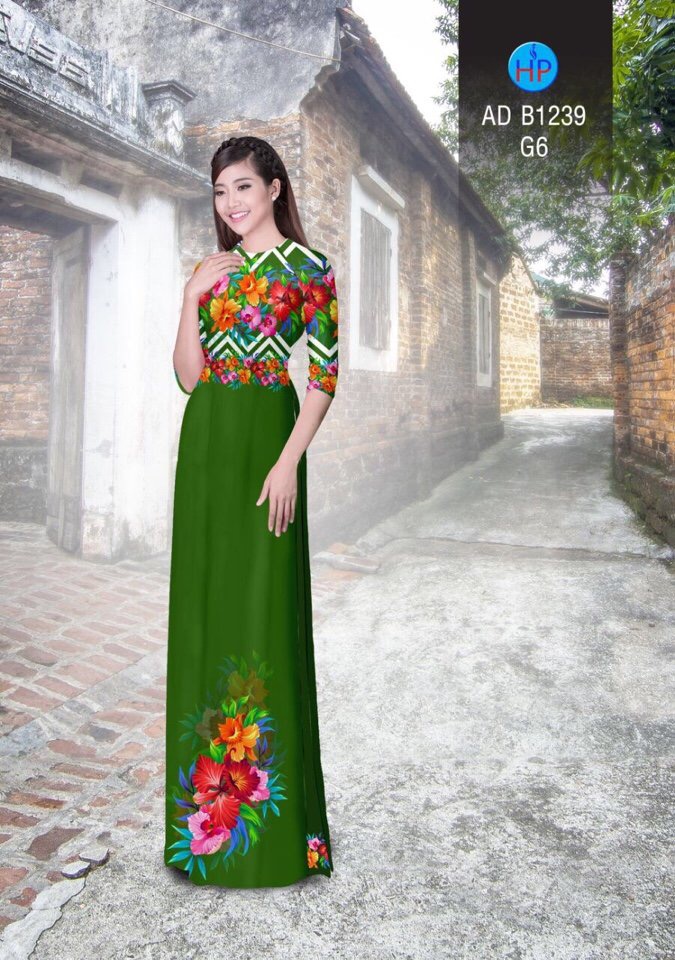 Vải áo dài hoa trên dưới AD B1239 - Ảnh 3