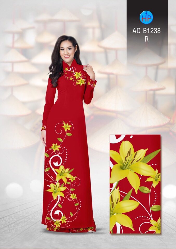 Vải áo dài hoa ly AD B1238 - Ảnh 15