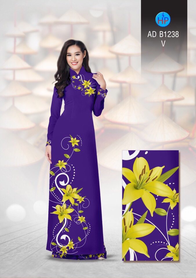 Vải áo dài hoa ly AD B1238 - Ảnh 14