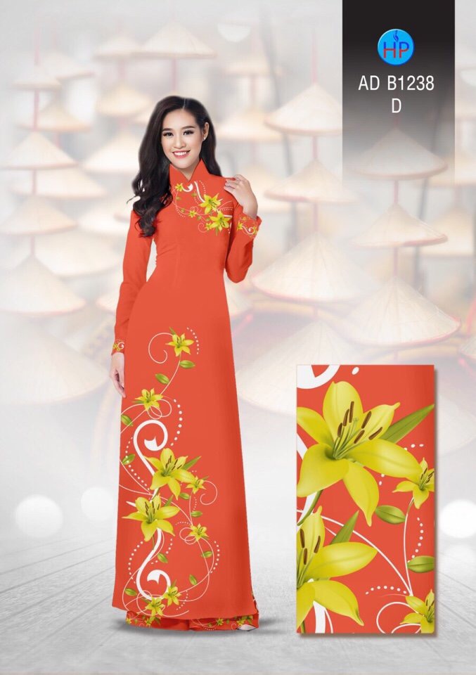 Vải áo dài hoa ly AD B1238 - Ảnh 9