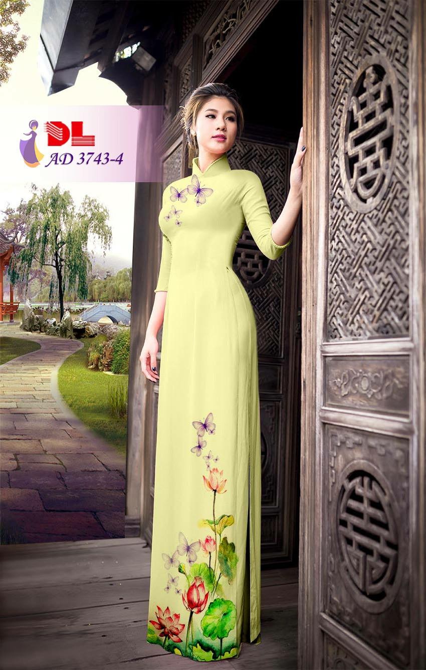 Vải áo dài hoa và bướm DLAD-3743 - Ảnh 10