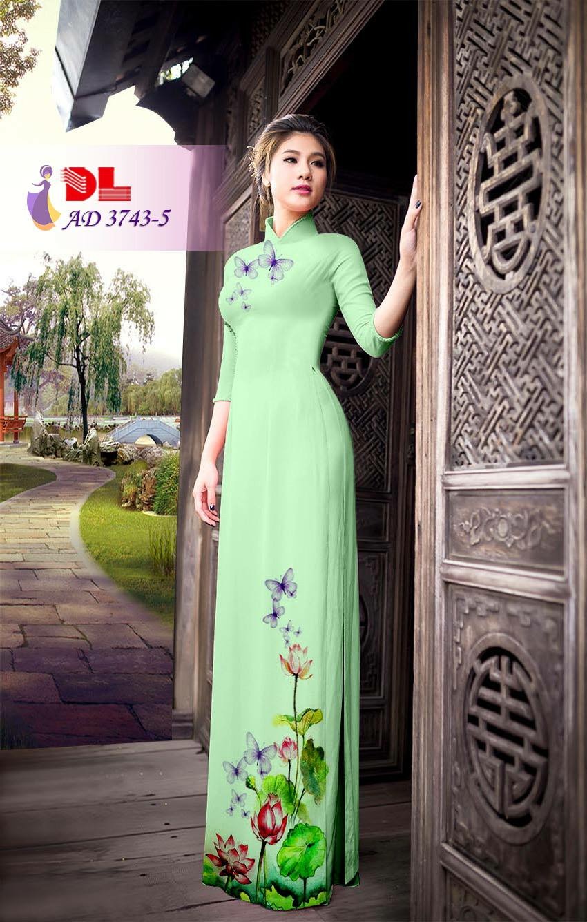 Vải áo dài hoa và bướm DLAD-3743 - Ảnh 9