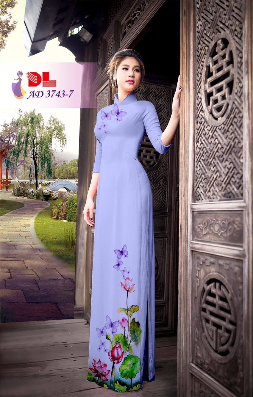Vải áo dài hoa và bướm DLAD-3743 - Ảnh 7