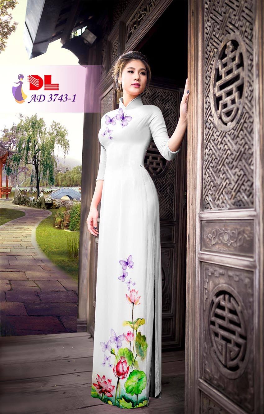 Vải áo dài hoa và bướm DLAD-3743 - Ảnh 4