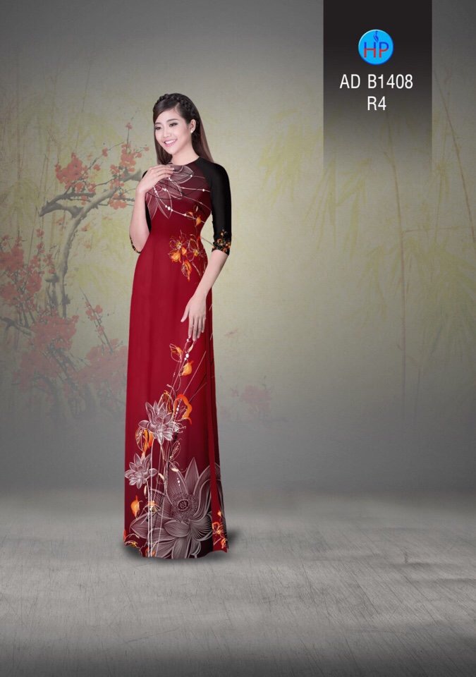 Vải áo dài hoa sen AD B1408 - Ảnh 2