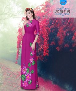 Alternative view of Vải áo dài hoa súng AD N941