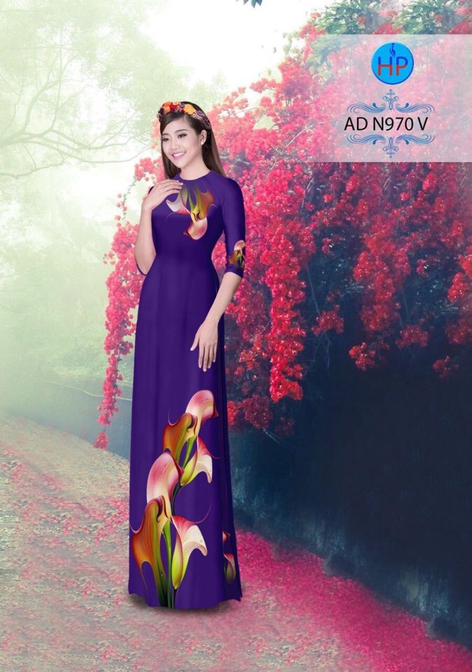 Vải áo dài hoa loa kèn AD N970 - Ảnh 15