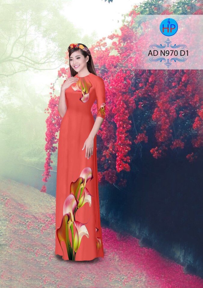 Vải áo dài hoa loa kèn AD N970 - Ảnh 6