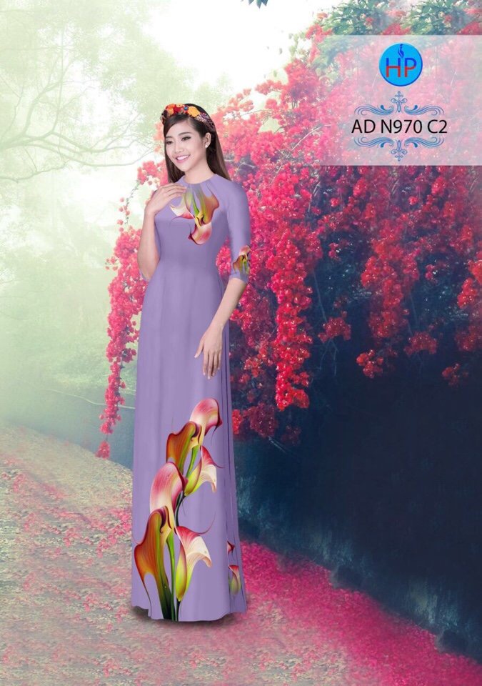 Vải áo dài hoa loa kèn AD N970 - Ảnh 5