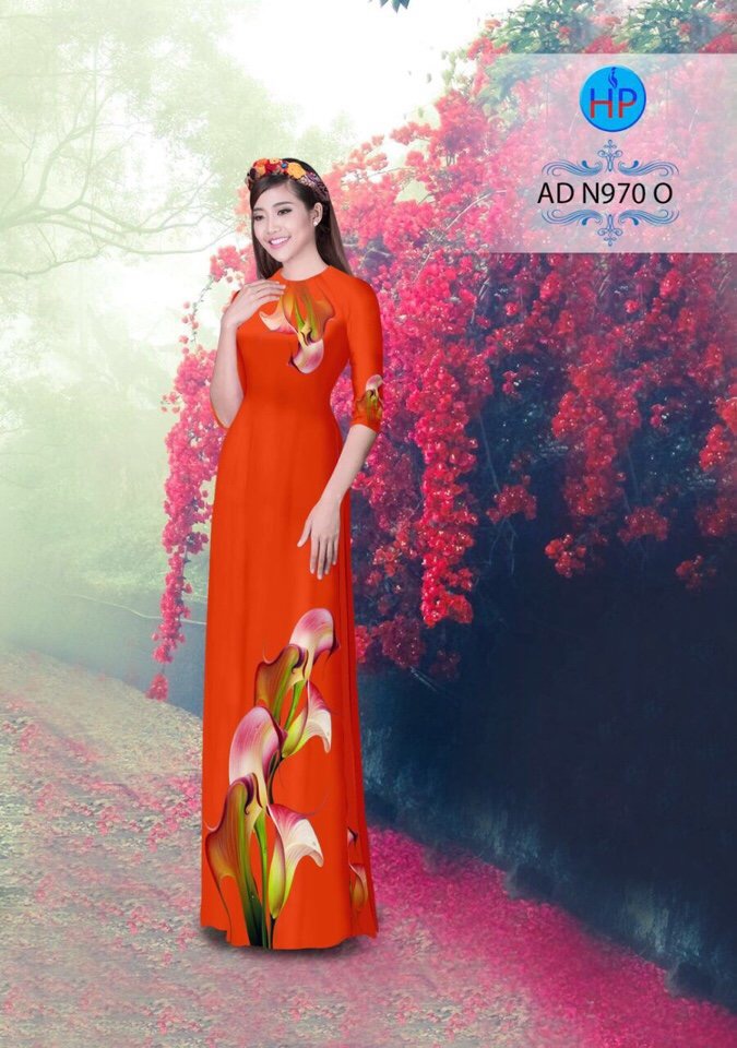Vải áo dài hoa loa kèn AD N970 - Ảnh 2