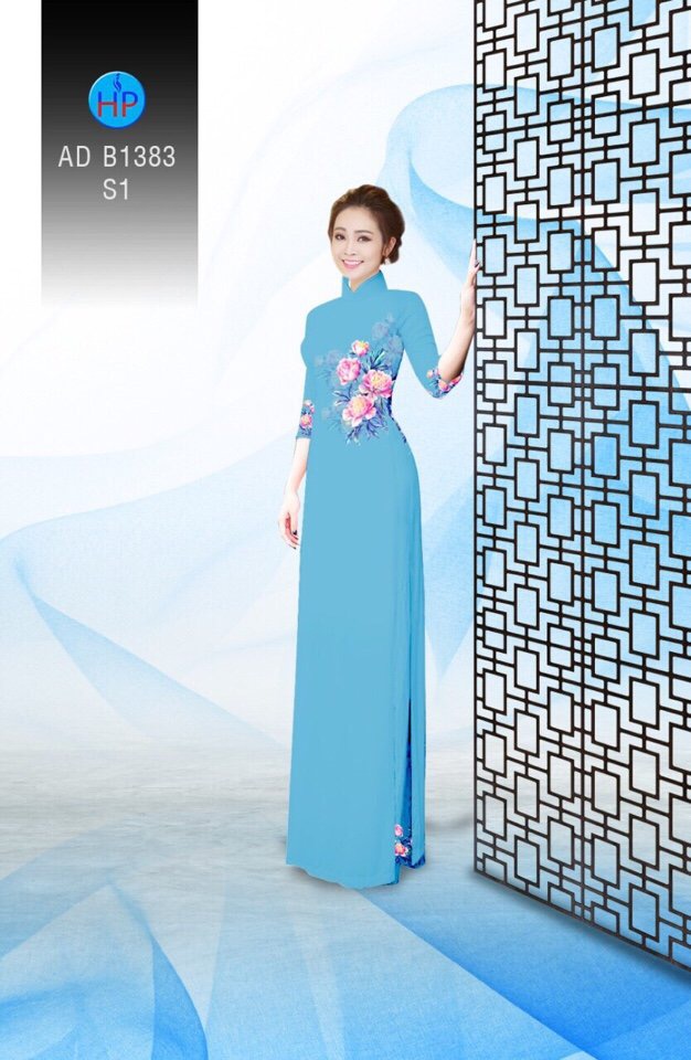 Vải áo dài hoa ngay eo AD B1383 - Ảnh 3