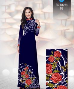 Vải áo dài hoa hồng AD B1254