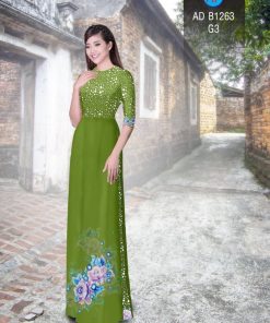 Alternative view of Vải áo dài hoa và bi AD B1263