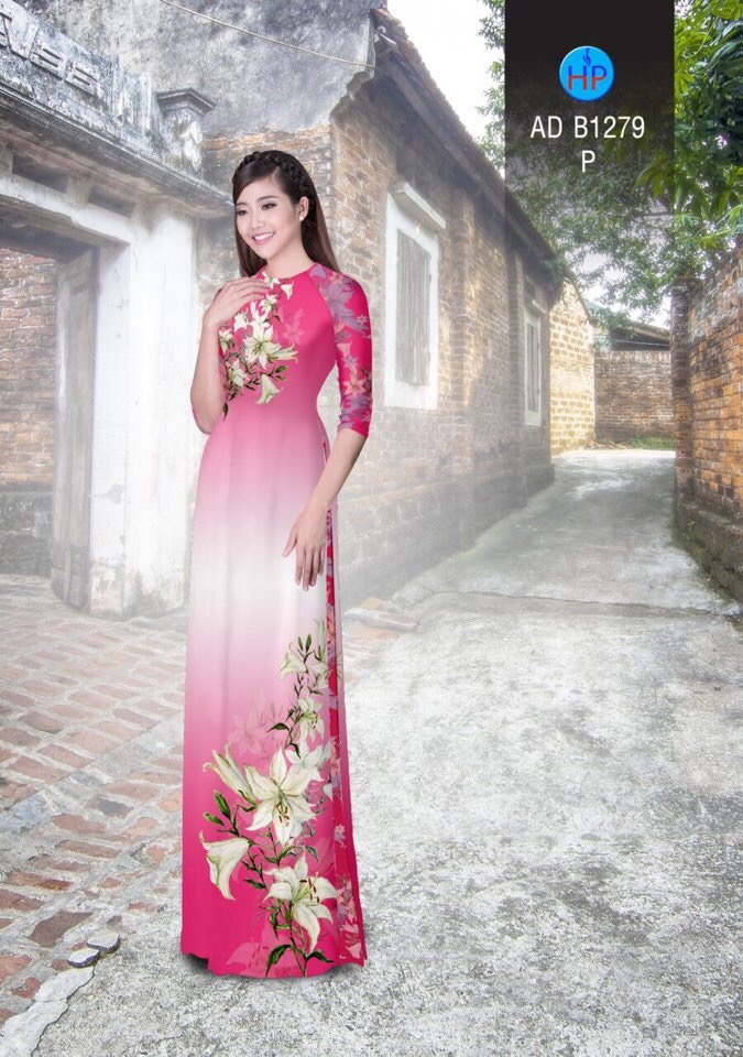 Vải áo dài hoa ly AD B1279 - Ảnh 12