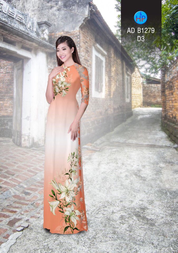 Vải áo dài hoa ly AD B1279