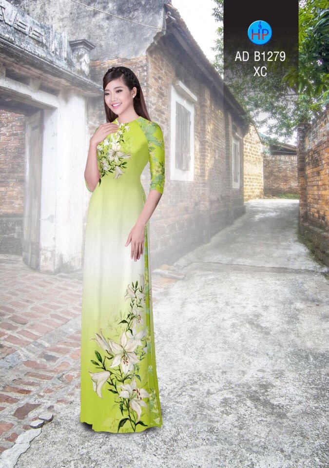 Vải áo dài hoa ly AD B1279 - Ảnh 4