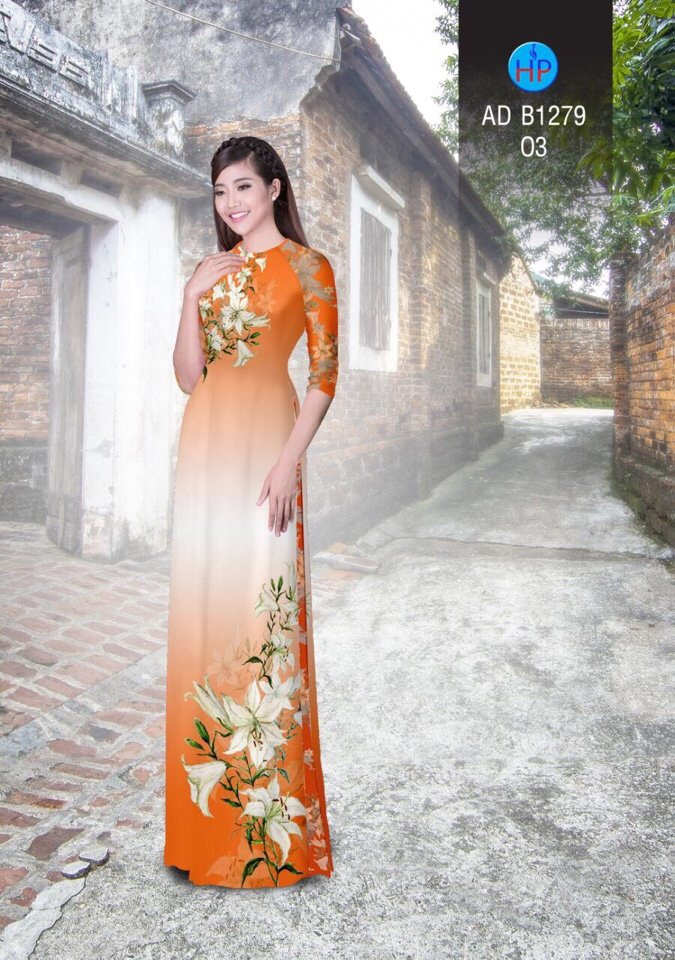 Vải áo dài hoa ly AD B1279 - Ảnh 3