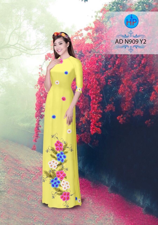 Vải áo dài hoa 3d AD N909 - Ảnh 19