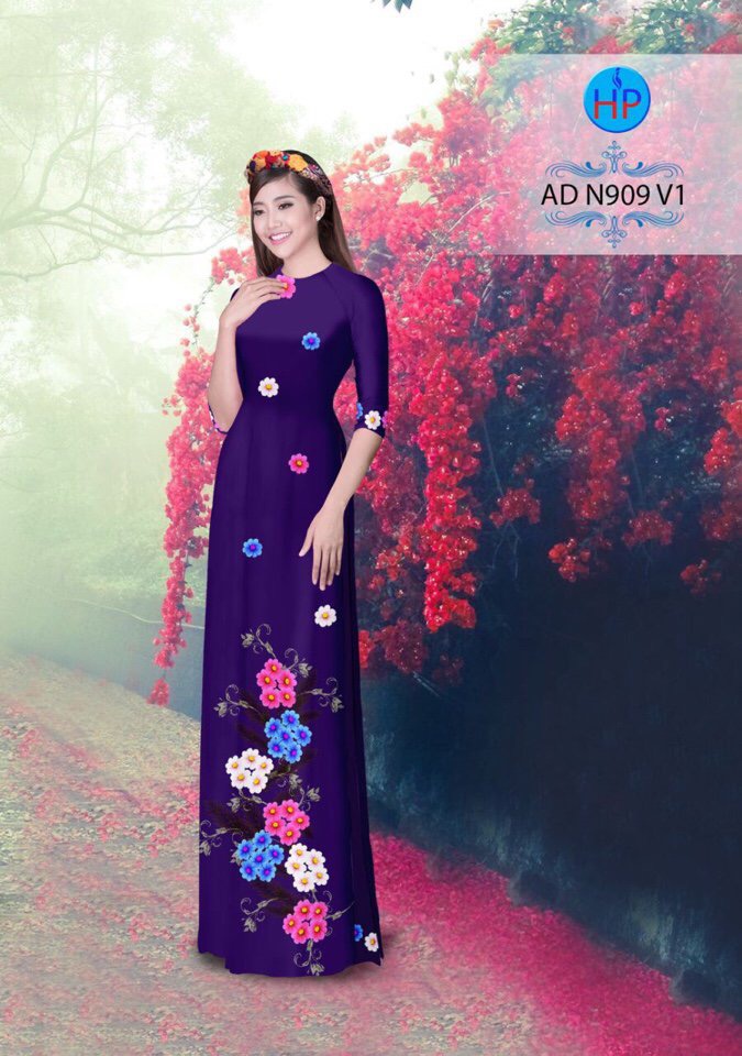 Vải áo dài hoa 3d AD N909 - Ảnh 18