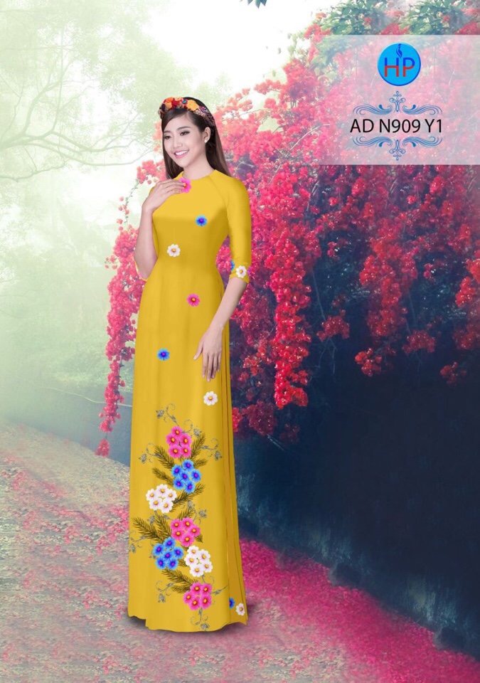 Vải áo dài hoa 3d AD N909 - Ảnh 14