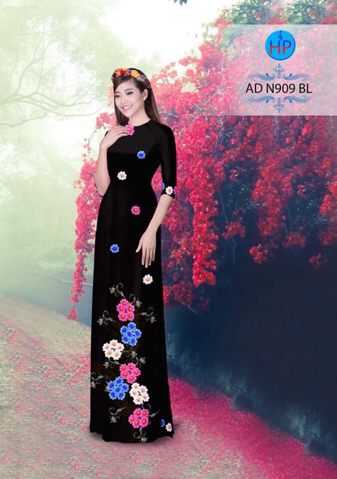 Vải áo dài hoa 3d AD N909 - Ảnh 10