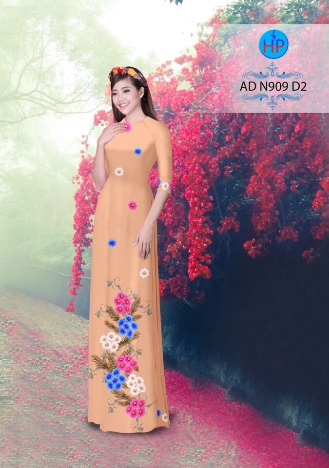 Vải áo dài hoa 3d AD N909 - Ảnh 9