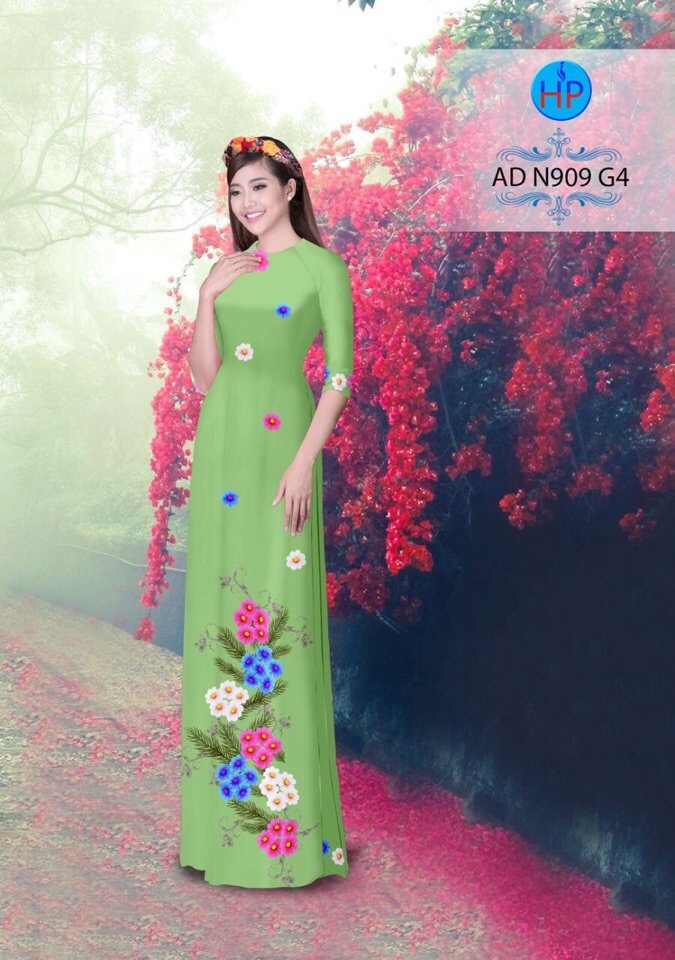 Vải áo dài hoa 3d AD N909 - Ảnh 8