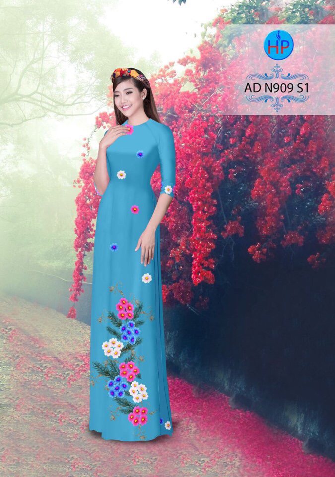 Vải áo dài hoa 3d AD N909 - Ảnh 6