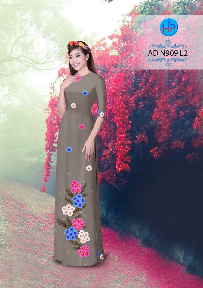 Vải áo dài hoa 3d AD N909 - Ảnh 5