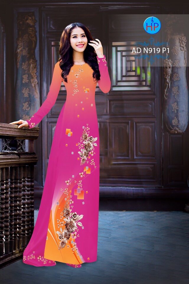 Vải áo dài hoa 3d AD N919 - Ảnh 12
