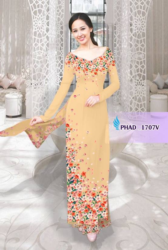 Vải áo dài hoa trên dưới PHAD-1707 - Ảnh 3