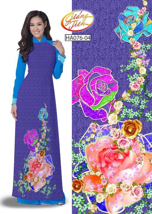 Vải áo dài lụa Thuý Nga hoa HA076 - Ảnh 6