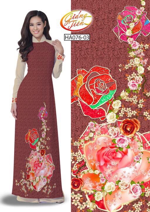 Vải áo dài lụa Thuý Nga hoa HA076 - Ảnh 5