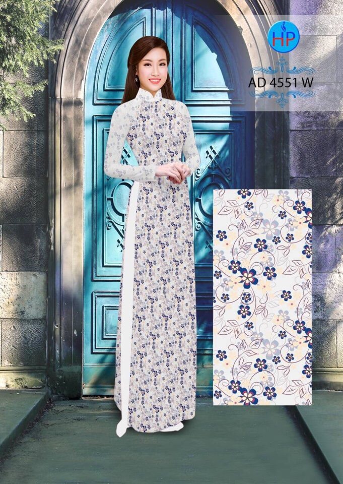 Vải áo dài hoa nguyên áo 4551 - Ảnh 12