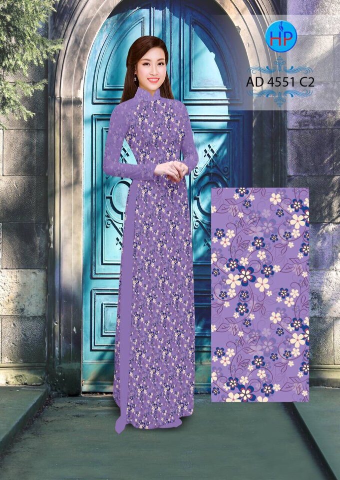 Vải áo dài hoa nguyên áo 4551 - Ảnh 7