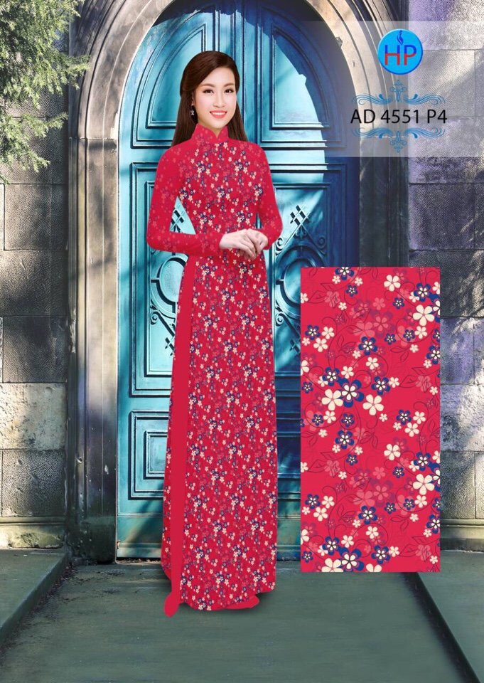 Vải áo dài hoa nguyên áo 4551 - Ảnh 2